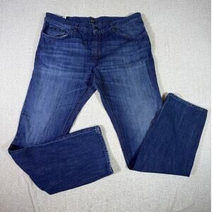Hugo Boss Mens 38x34 Blue Maine1 Regular Fit Special Finish 5 Pocket Denim Jeans